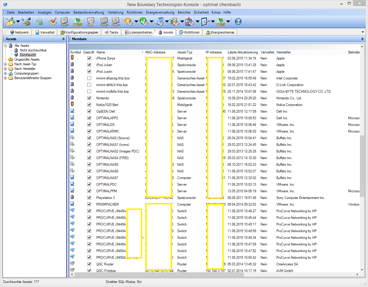 Auflistung aller IP Geräte im Netzwerk
