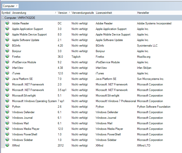 Softwareinventarisierung von Windows 10 rechnern