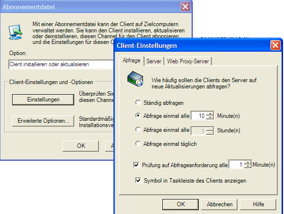 Einstellungen für den Server