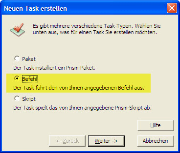 Erstellung eines Befehls für den Client Update