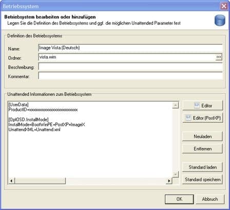 Installationsmethode für das Imageing anlegen